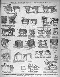 Modelos de mesas de exploracion y quirurgicas ginecologicas. Siglo XIX
